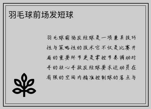 羽毛球前场发短球